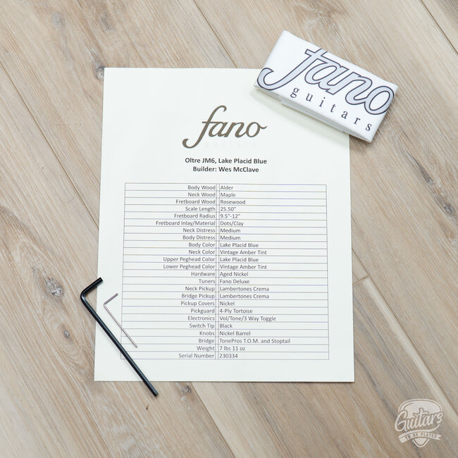 2023 Fano JM6 Oltre Guitar w/ Gigbag – Lake Placid Blue