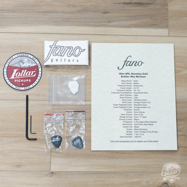 2024 Fano SP6 Oltre Lollar Low Wind P-90 & Vintage T w/ Gigbag – Shoreline Gold