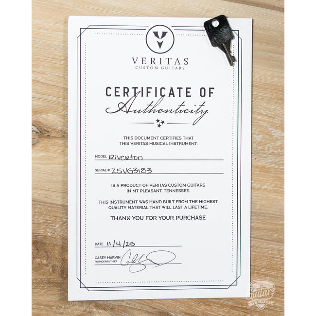 Veritas Riverton Bigsby Guitar w/ P-90s, Roasted Maple & RW Neck – Olympic White