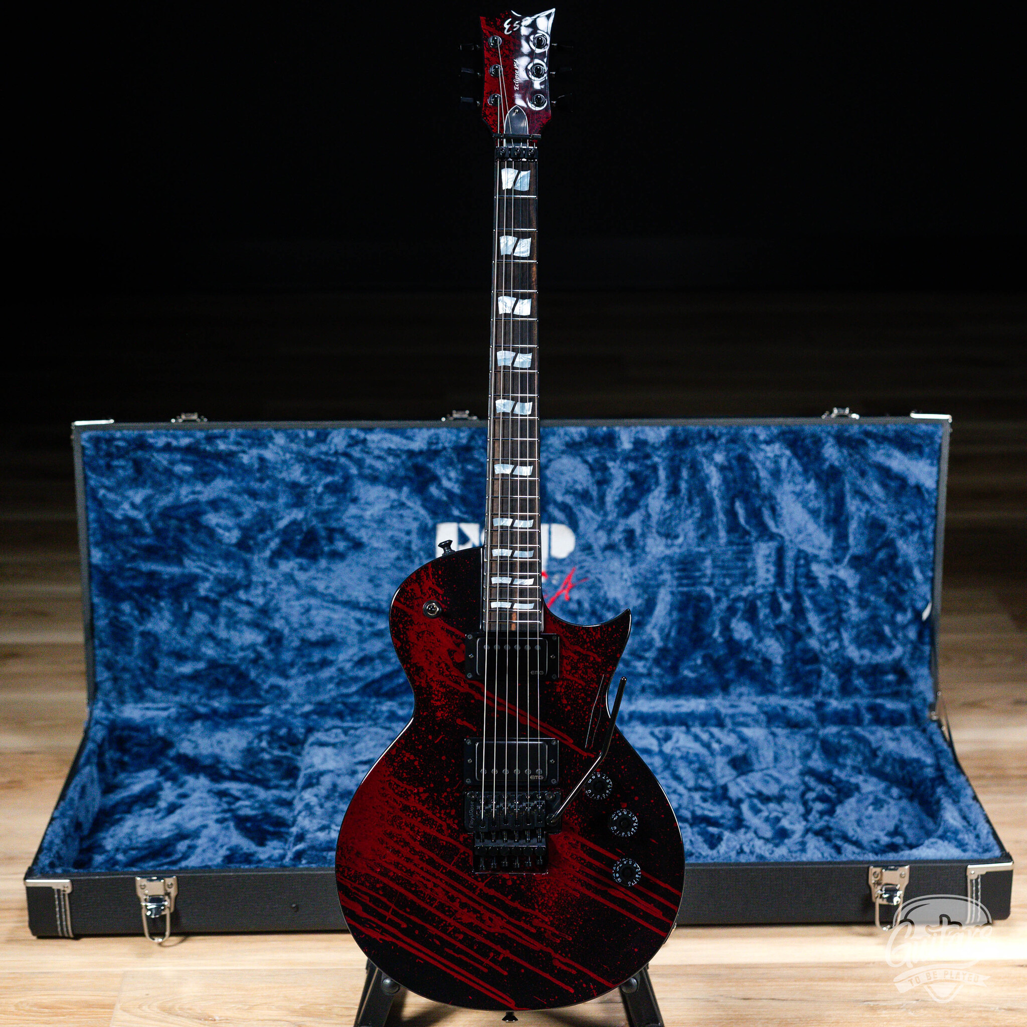 ESP USA Eclipse FR w/ EMGs & Floyd Rose – Blood Spatter - Guitars