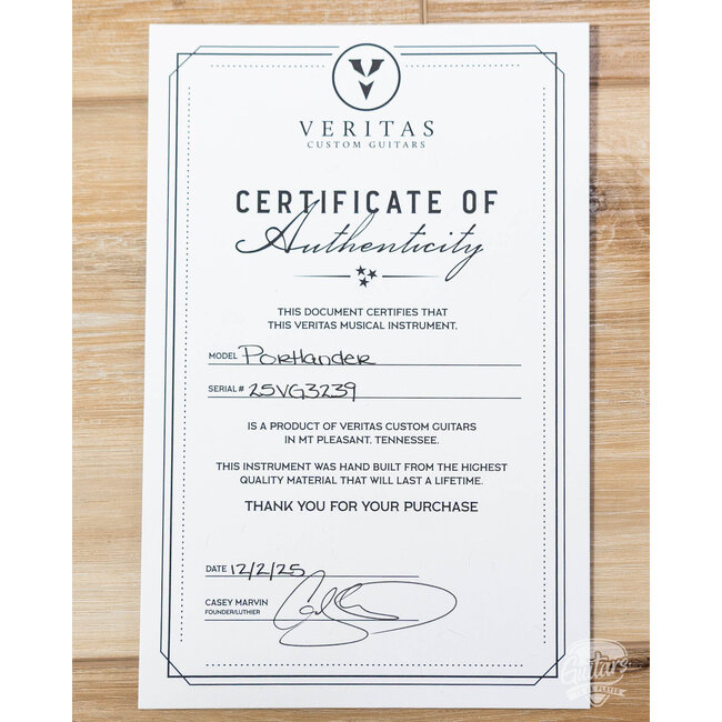 Veritas Portlander Bigsby Quilted Maple Top w/ BearCats – Natural Burst