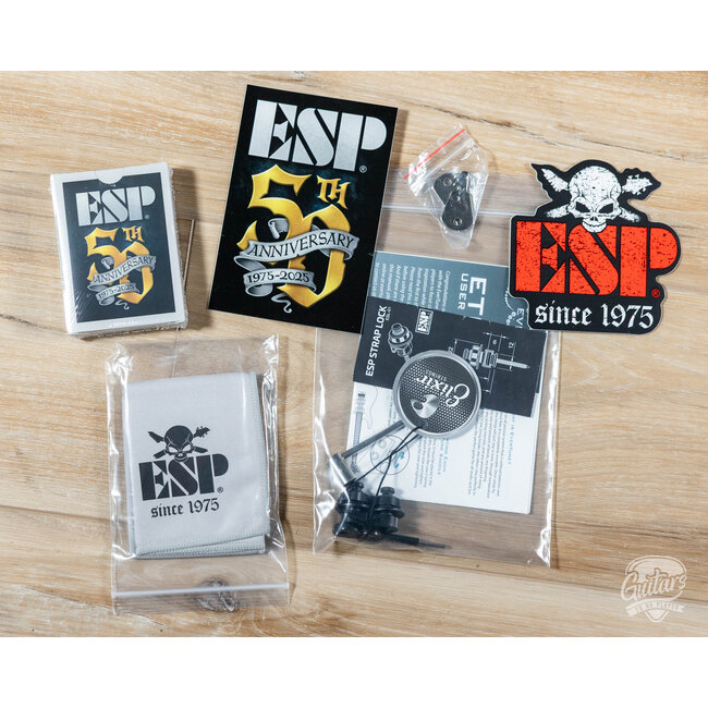 ESP E-II M-II 7B Baritone 7-String Evertune Guitar w/ Case – Pearl White