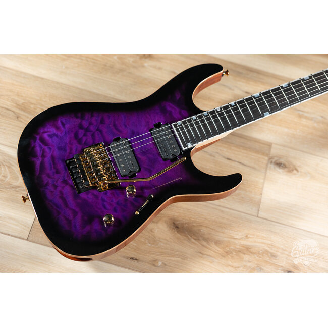ESP USA M-II DX Quilt Maple w/ Seymour Duncans & Floyd Rose–Dark Purple Sunburst