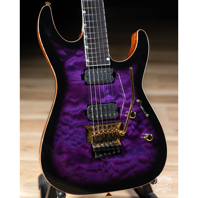 ESP USA M-II DX Quilt Maple w/ Seymour Duncans & Floyd Rose–Dark Purple Sunburst