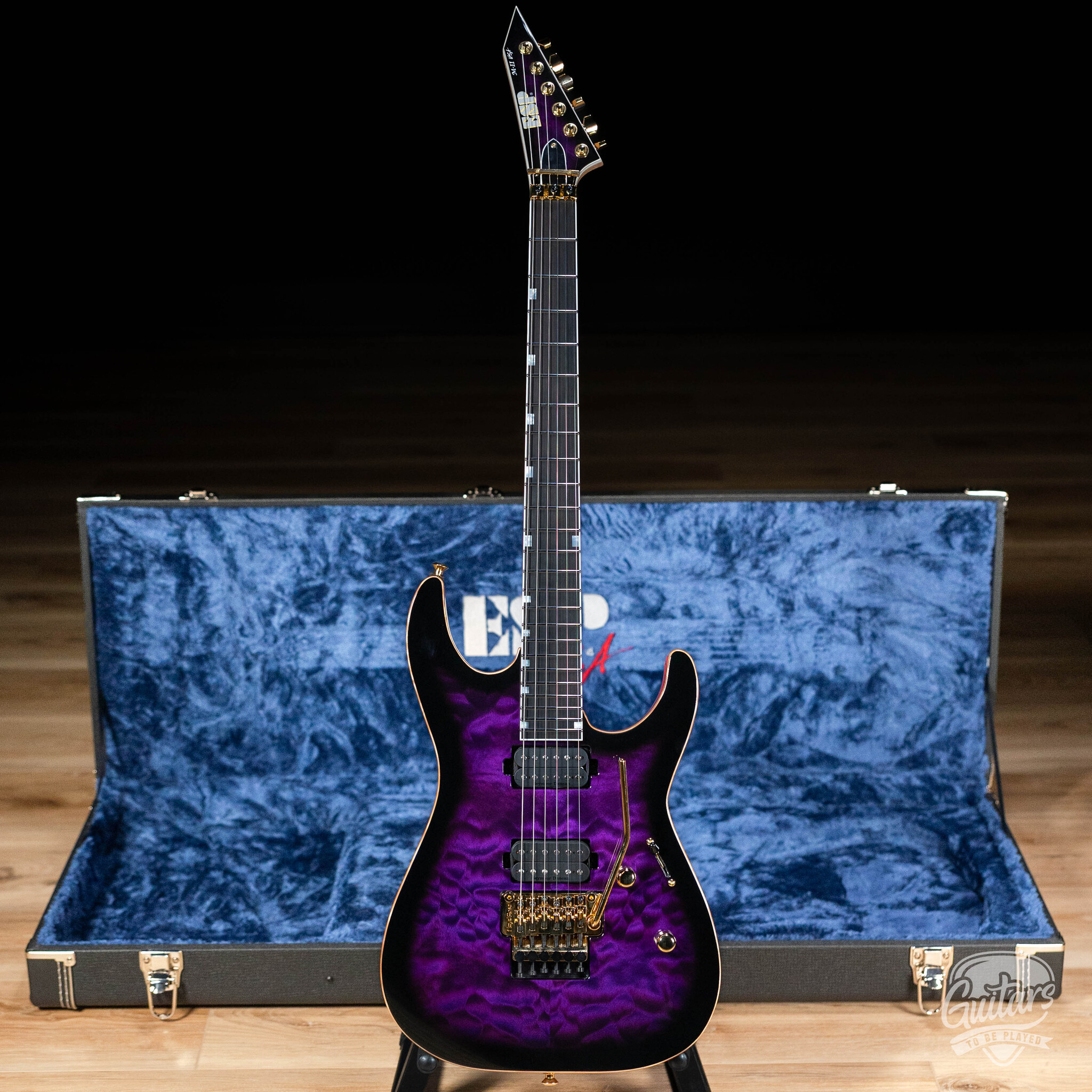 ESP USA M-II DX Quilt Maple w/ Duncans Floyd Rose–Dark Purple