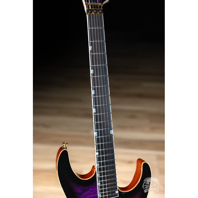 ESP USA M-II DX Quilt Maple w/ Seymour Duncans & Floyd Rose–Dark Purple Sunburst