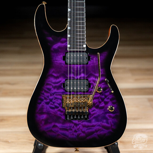 ESP USA M-II DX Quilt Maple w/ Seymour Duncans & Floyd Rose–Dark Purple Sunburst