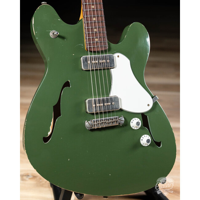 Fano GF6 Alt de Facto Lollar P-90 Semi-Hollow Guitar w/ Wraptail – Olive Green