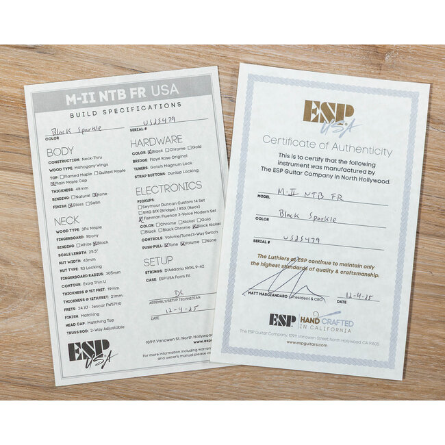 ESP USA M-II NTB FR Neck Thru Floyd Rose w/ Fishmans – Black Sparkle