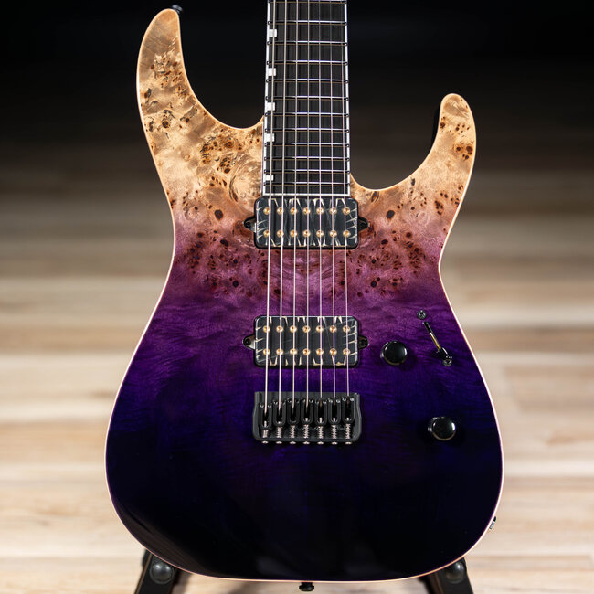 ESP E-II M-II 7 NT Bare Knuckle 7-String Guitar w/ Case – Purple Natural Fade