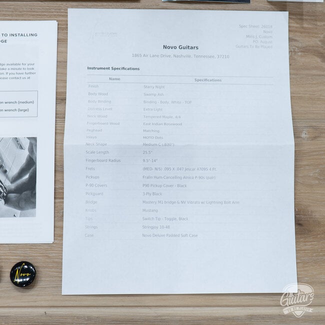 Novo Custom Miris J Semi-Hollow w/ Fralin Hum-Cancelling P-90s – Starry Night