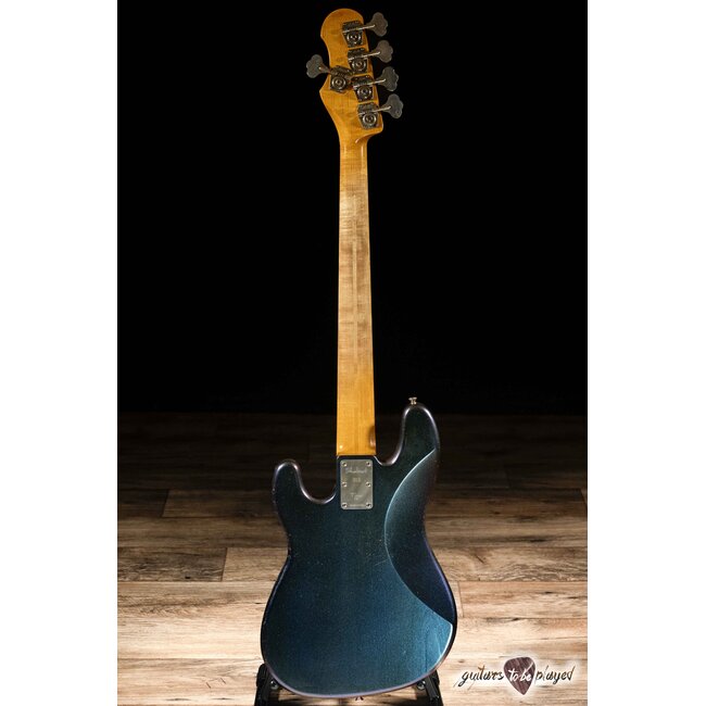 Shabat Tiger 5 String J-Bass w/ Ebony Fretboard – Cosmic Blue Colorshift