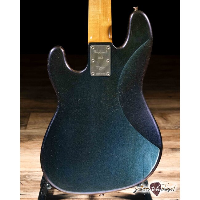 Shabat Tiger 5 String J-Bass w/ Ebony Fretboard – Cosmic Blue Colorshift