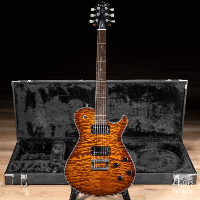 Knaggs Kenai T1 Quilt Top Flame Maple Neck & Indian Rosewood Guitar – Aged Scotch