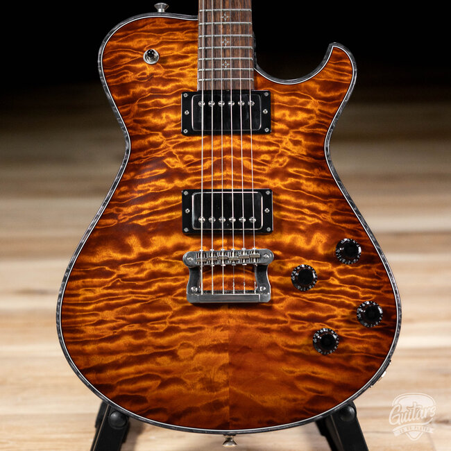 Knaggs Kenai T1 Quilt Top Flame Maple Neck & Indian Rosewood Guitar – Aged Scotch