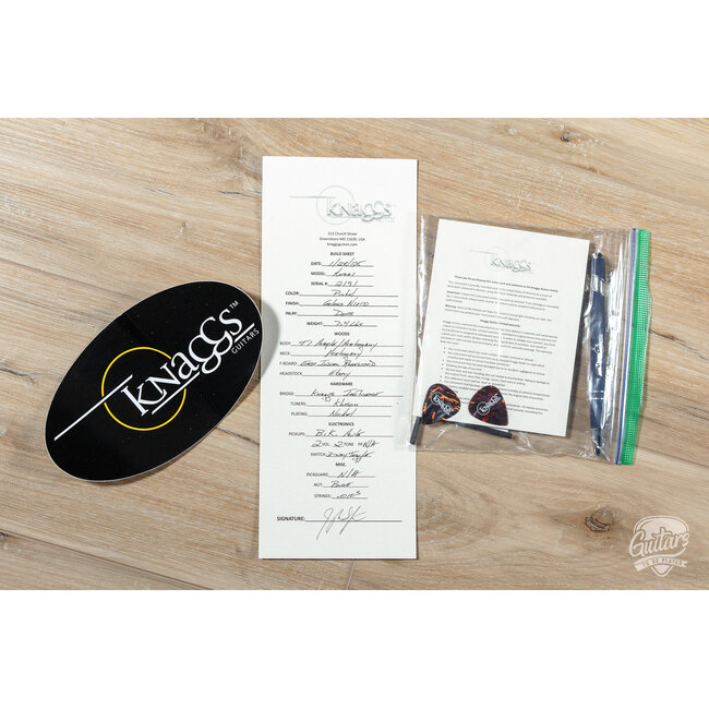 Knaggs Kenai T1 Flame Top Guitar w/ Indian Rosewood – Pinkle Gloss