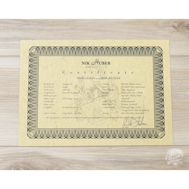 Used Nik Huber Piet Swamp Ash Guitar w/ Case – Onyx Black