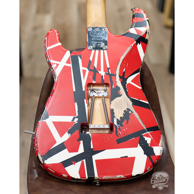 EVH® Striped Series Frankenstein "Frankie" w/ Gigbag– Red with Black Stripes Relic
