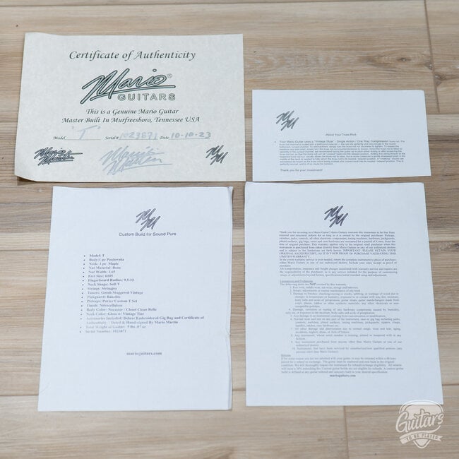 2023 Mario Martin Guitars Paulownia T-Style w/ Porter Custom T’s–Nocaster Blonde