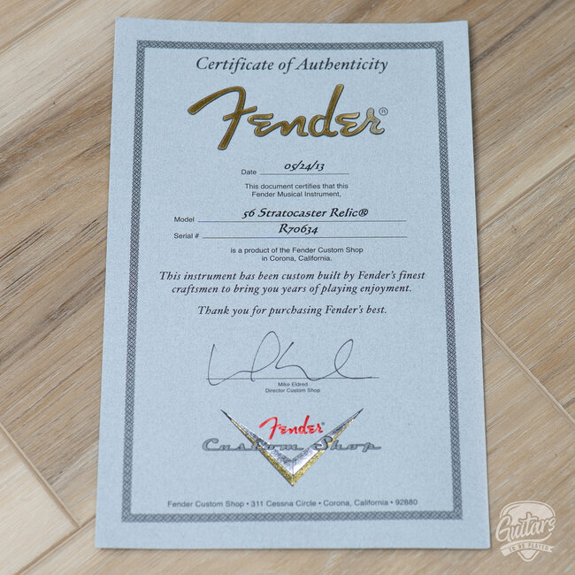 2013 Fender Custom Shop ‘56 Stratocaster Relic w/ Fat ‘50s PUs – Desert Sand