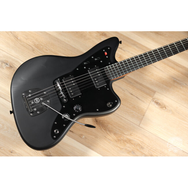 Shelton GalaxyFlite Ash Fralin WideRange w/ Flame Maple & Ebony – Pitch Black