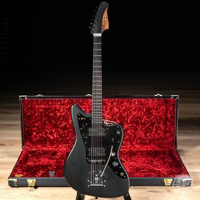 Shelton GalaxyFlite Ash Fralin WideRange w/ Flame Maple & Ebony – Pitch Black