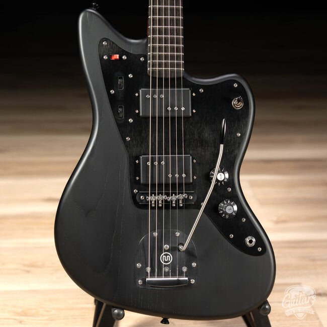 Shelton GalaxyFlite Ash Fralin WideRange w/ Flame Maple & Ebony – Pitch Black