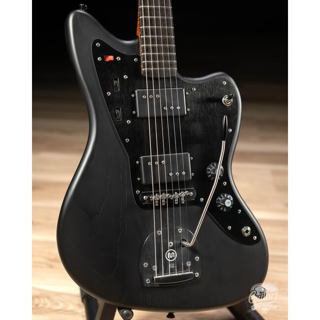 Shelton GalaxyFlite Ash Fralin WideRange w/ Flame Maple & Ebony – Pitch Black