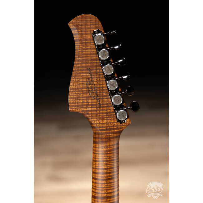 Shelton GalaxyFlite Ash Fralin WideRange w/ Flame Maple & Ebony – Pitch Black