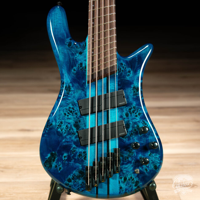 Spector NS Dimension 5 String Multi-Scale Bass w/ Gigbag – Black & Blue Gloss