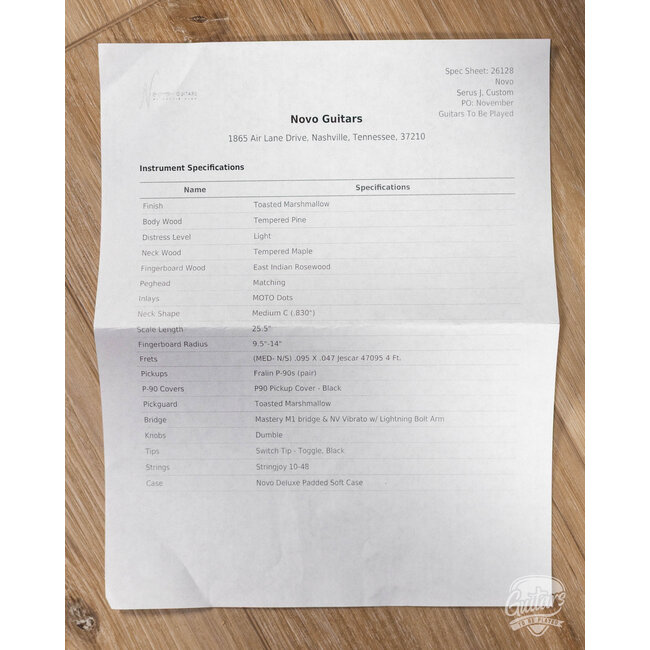 Novo Custom Serus J Guitar w/ Fralin P-90s – Toasted Marshmallow