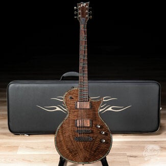 ESP Guitars ESP 2026 Exhibition Eclipse CTM Claro Walnut – Natural w/ Purple & Green EX26-12