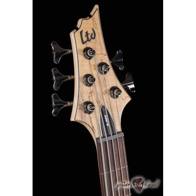 ESP LTD B-205 Spalted Maple 5-String Fretless Bass – Natural Satin
