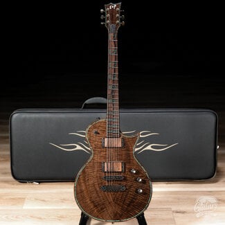 ESP Guitars ESP 2026 Exhibition Eclipse CTM Claro Walnut – Natural w/ Purple & Green EX26-12