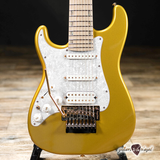 ESP LTD JRV-8 LH Javier Reyes Left-Handed 8-String Guitar w/ Case –Metallic Gold