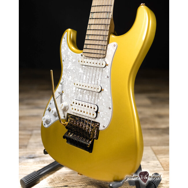 ESP LTD JRV-8 LH Javier Reyes Left-Handed 8-String Guitar w/ Case –Metallic Gold