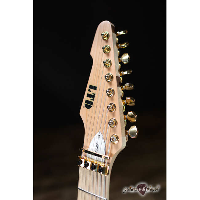 ESP LTD JRV-8 LH Javier Reyes Left-Handed 8-String Guitar w/ Case –Metallic Gold