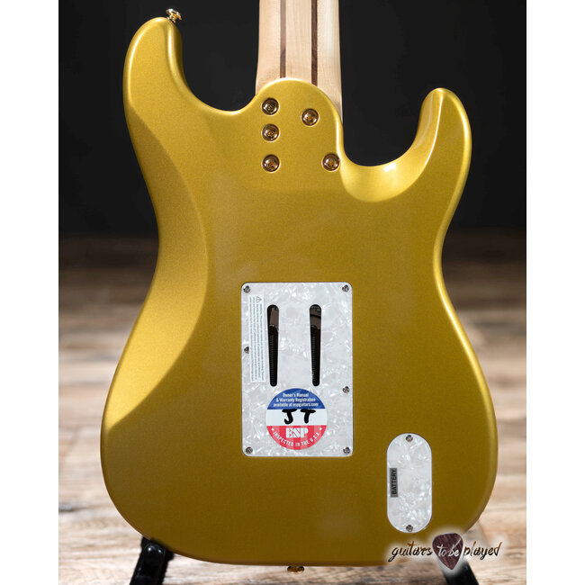 ESP LTD JRV-8 LH Javier Reyes Left-Handed 8-String Guitar w/ Case –Metallic Gold