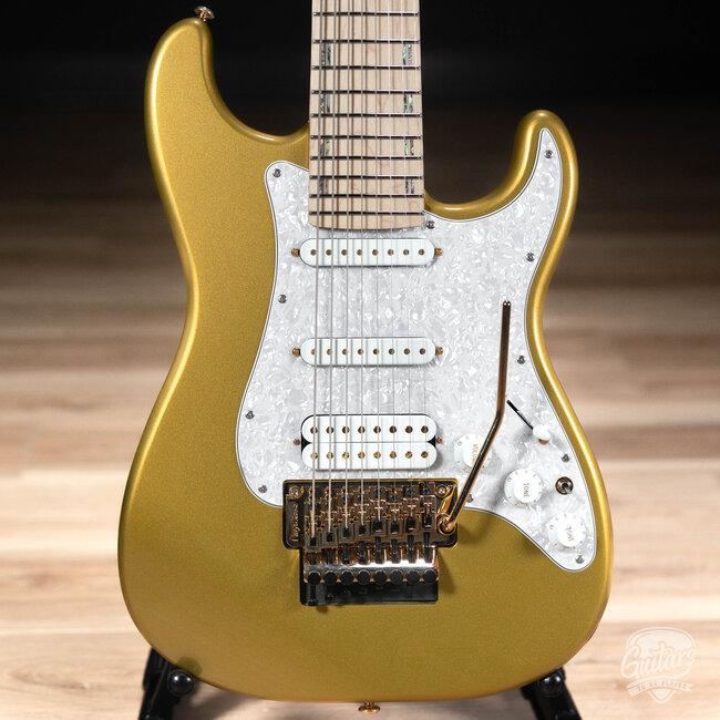 ESP LTD JRV-8 Javier Reyes 8-String Guitar w/ Case – Metallic Gold