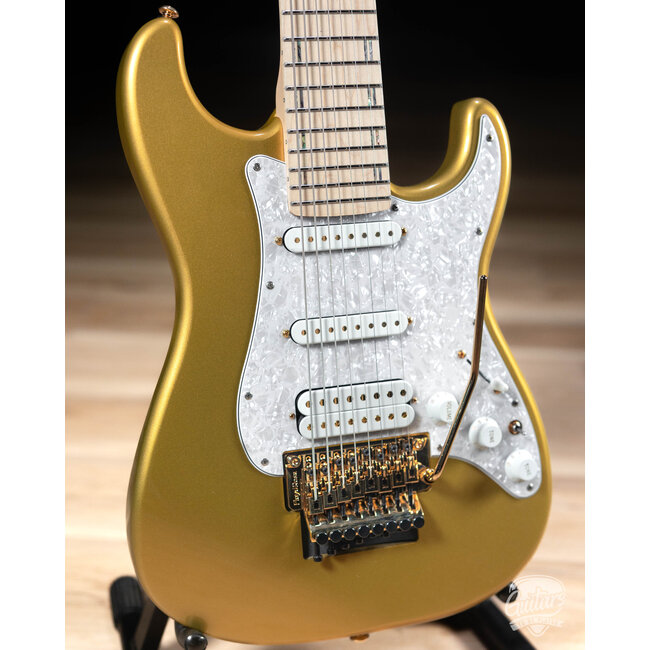 ESP LTD JRV-8 Javier Reyes 8-String Guitar w/ Case – Metallic Gold