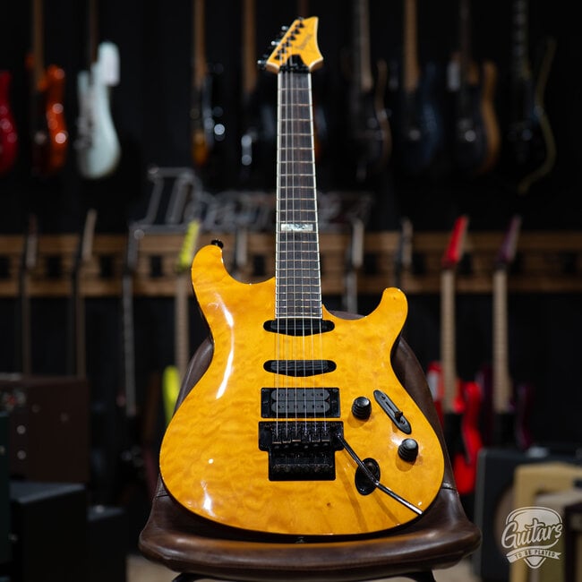 1997 Ibanez FGM400Q Frank Gambale Guitar w/ Case – Blonde Amber