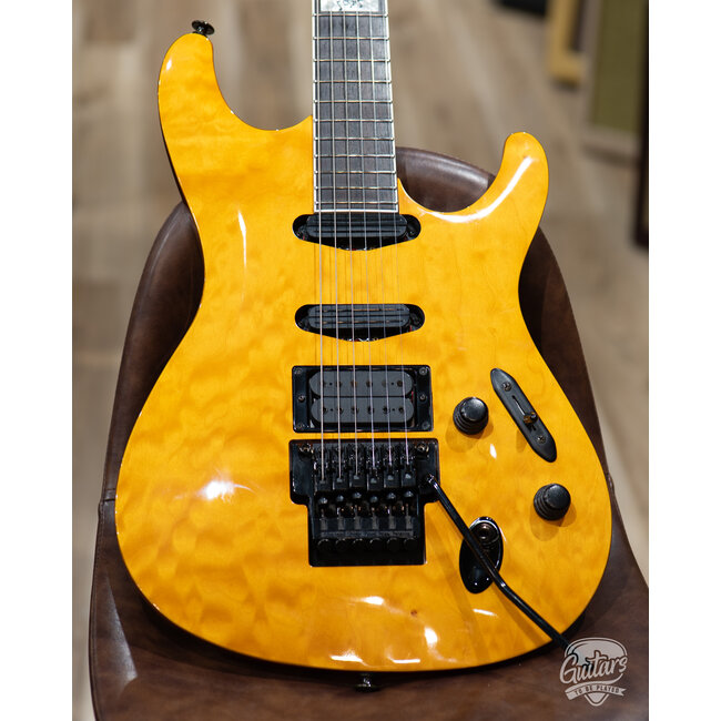 1997 Ibanez FGM400Q Frank Gambale Guitar w/ Case – Blonde Amber