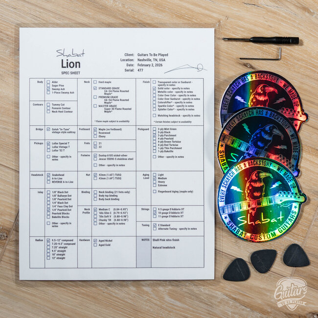 Shabat Lion Alder (Swamp Ash) T-Style w/ Flame Maple Neck & Lollar Vintage T’s (Specials) – Shell Pink