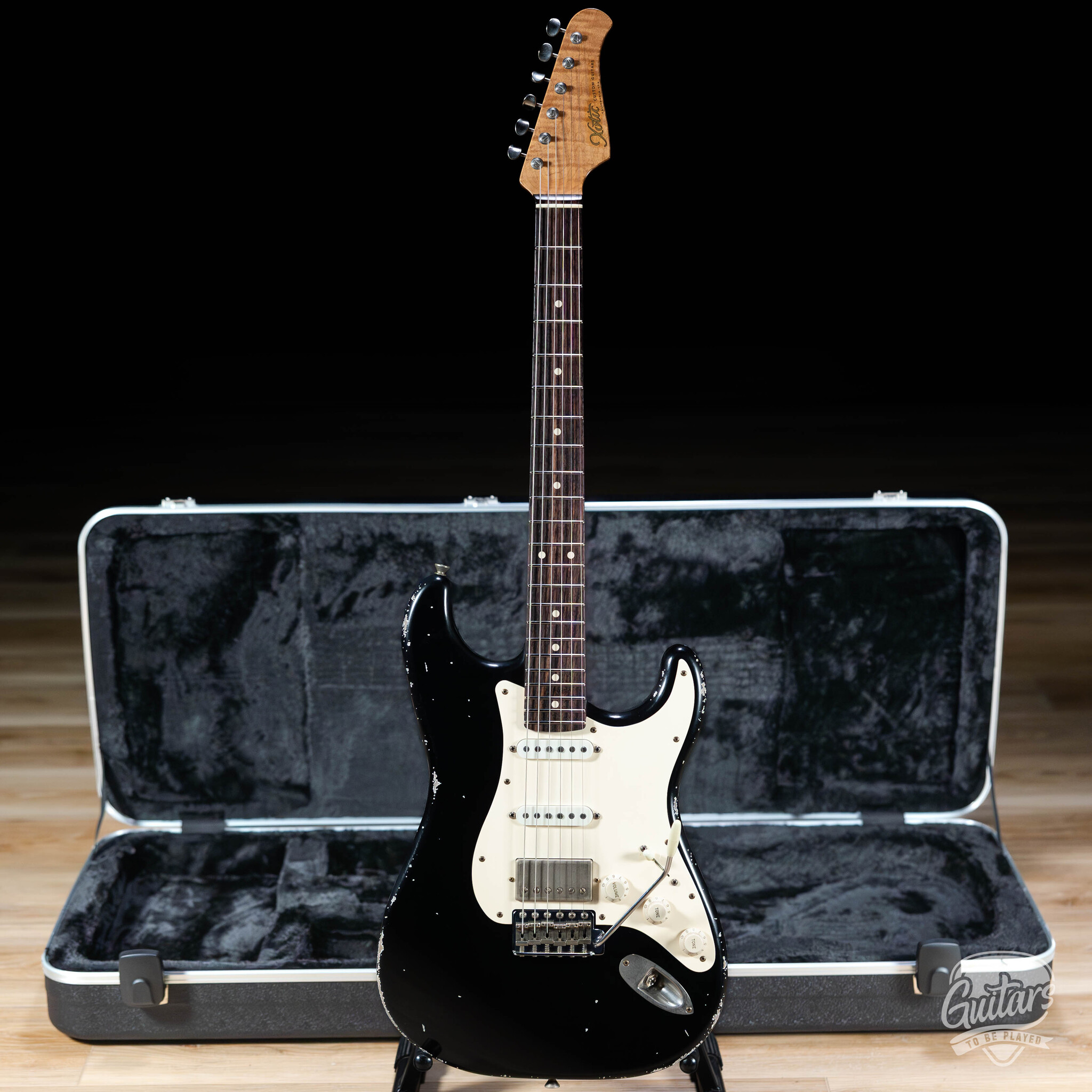 Xotic XSC-2 Alder HSS S-Style w/ Flame Maple & Rosewood – Black