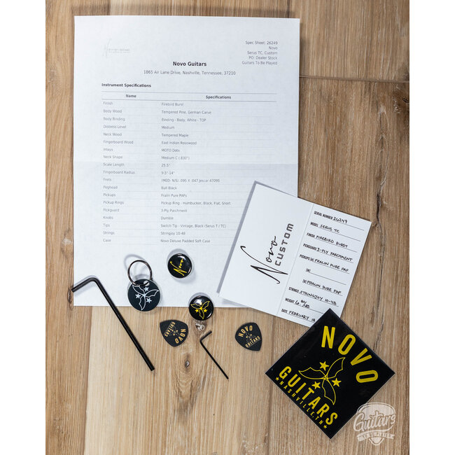 Novo Custom Serus TC Tempered Pine Guitar w/ Fralin Pure PAF’s – Firebird Burst