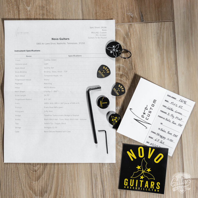Novo Custom Miris H2 Semi-Hollow w/ Fralin Pure PAF's & Ebony – Cadillac Green