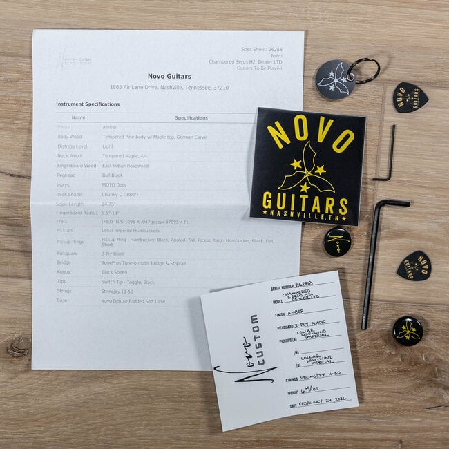 Novo Dealer Limited Chambered Serus H2 Guitar – Amber