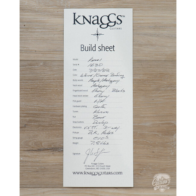 2022 Knaggs Kenai Ebony Fretboard Guitar w/ Case – White