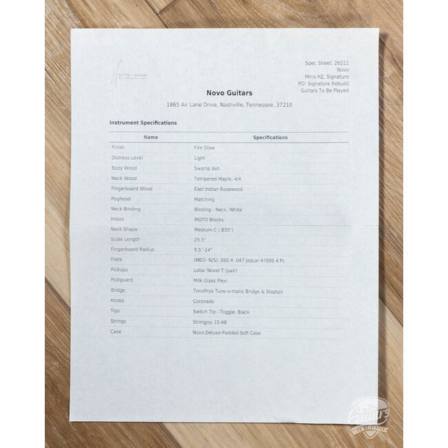 Novo Signature Miris HS Semi-Hollow Guitar w/ Lollar Novel T's – Fire Glow