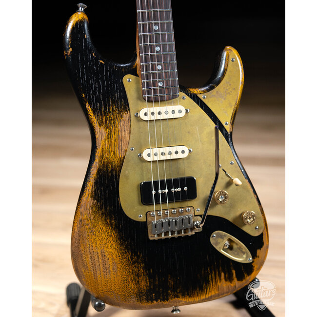 Paoletti Alfa Loft P-90/SS Maple Neck “Stratospheric” S-Style – Gold-Black